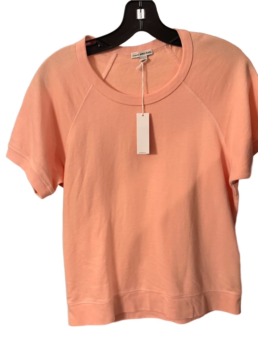James Perse Raglan Crew Neck Sweatshirt Short Sleeves Peach Sz 1 (S) NWT
